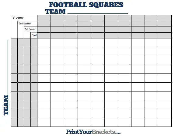 Printable Blank 100 Square Football Board