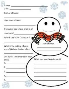 Snowman Book Report Template