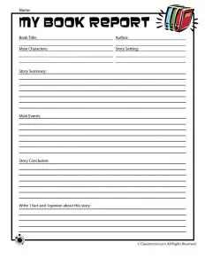 Student Book Report Template