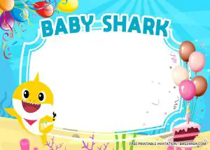 Baby Shark Birthday Invitation Free Template