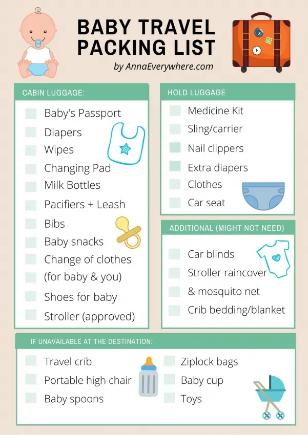travel list with baby