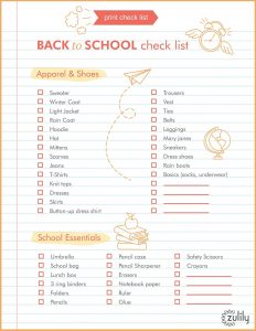 Back to School Checklist for Middle School