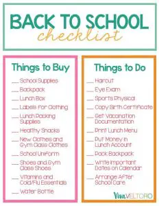 Back to School Checklist for Students