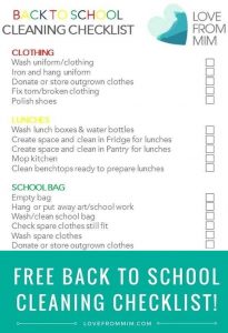 Back to School Cleaning Checklist