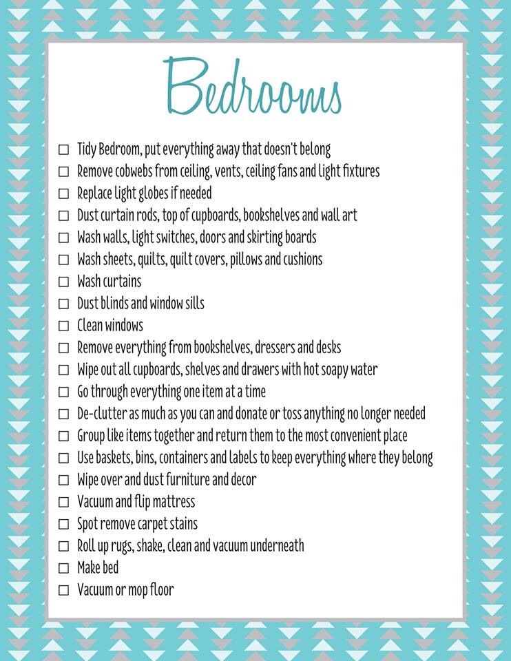 12 Bedroom Cleaning Checklists Kitty Baby Love