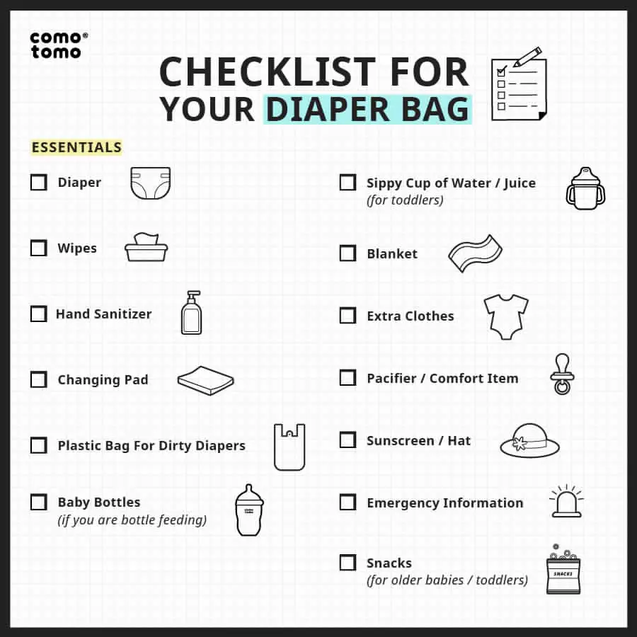 air travel diaper bag checklist