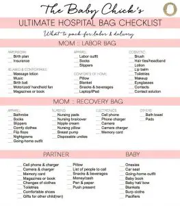 Diaper Bag Checklist for Hospital