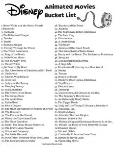 Disney Animated Movie Checklist