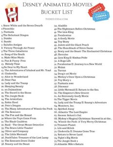 Disney Movie Checklist Printable