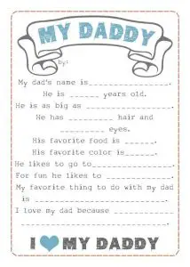 Father's Day Fill in the Blank Printable