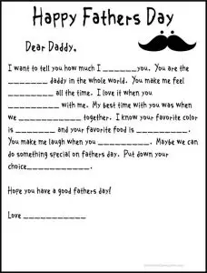 Father's Day Fill in the Blank Printable Free