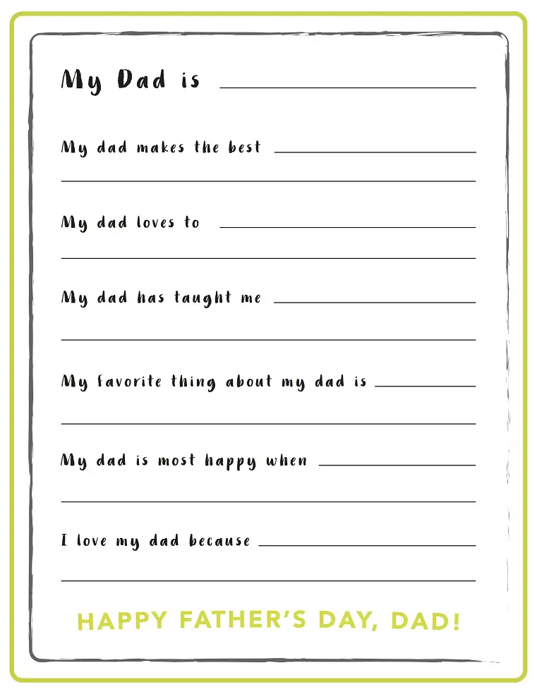 8 Fun Father&rsquo;s Day Fill in the Blank Printables - Kitty Baby Love