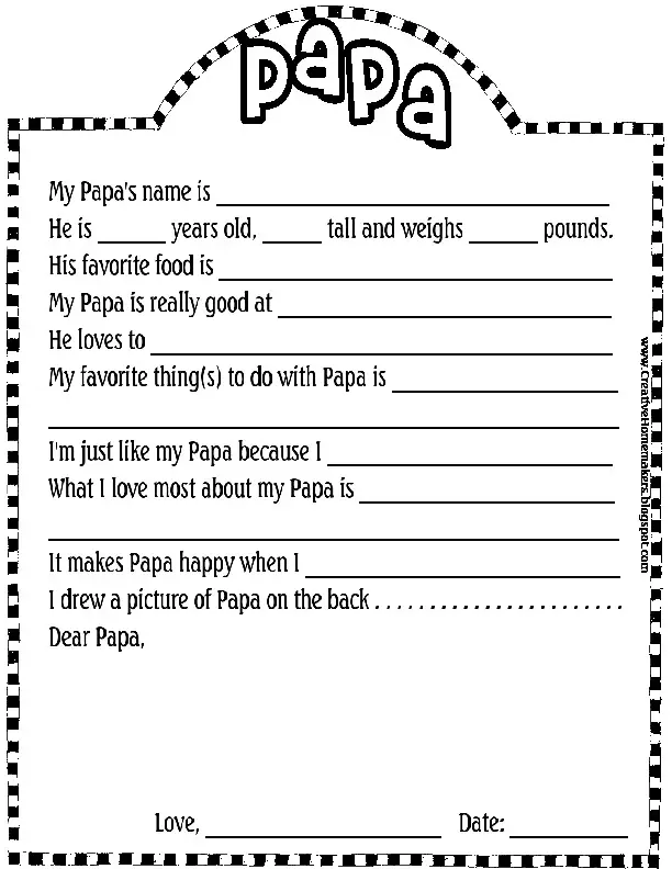 8 Fun Father's Day Fill in the Blank Printables Kitty Baby Love