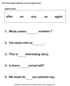 Fill in the Blank Sight Word Sentences