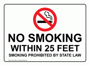 Free Printable No Smoking within 25 Feet Signs