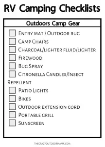 Free Printable RV Camping Checklist