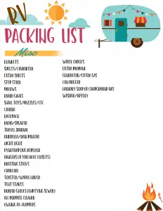Free RV Camping Checklist