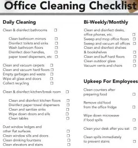 General Office Cleaning Checklist