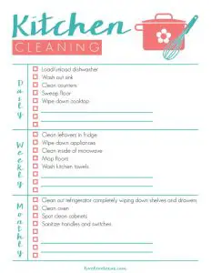 Kitchen Cleaning Checklist Printable