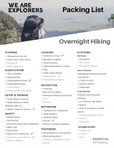 Overnight Hiking Checklist