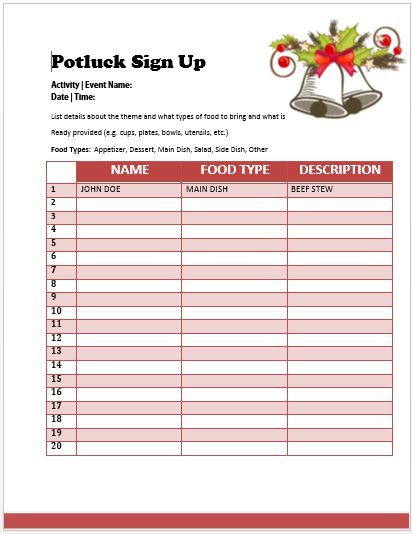 9 Christmas Potluck Sign Up Sheets For You Kitty Baby Love