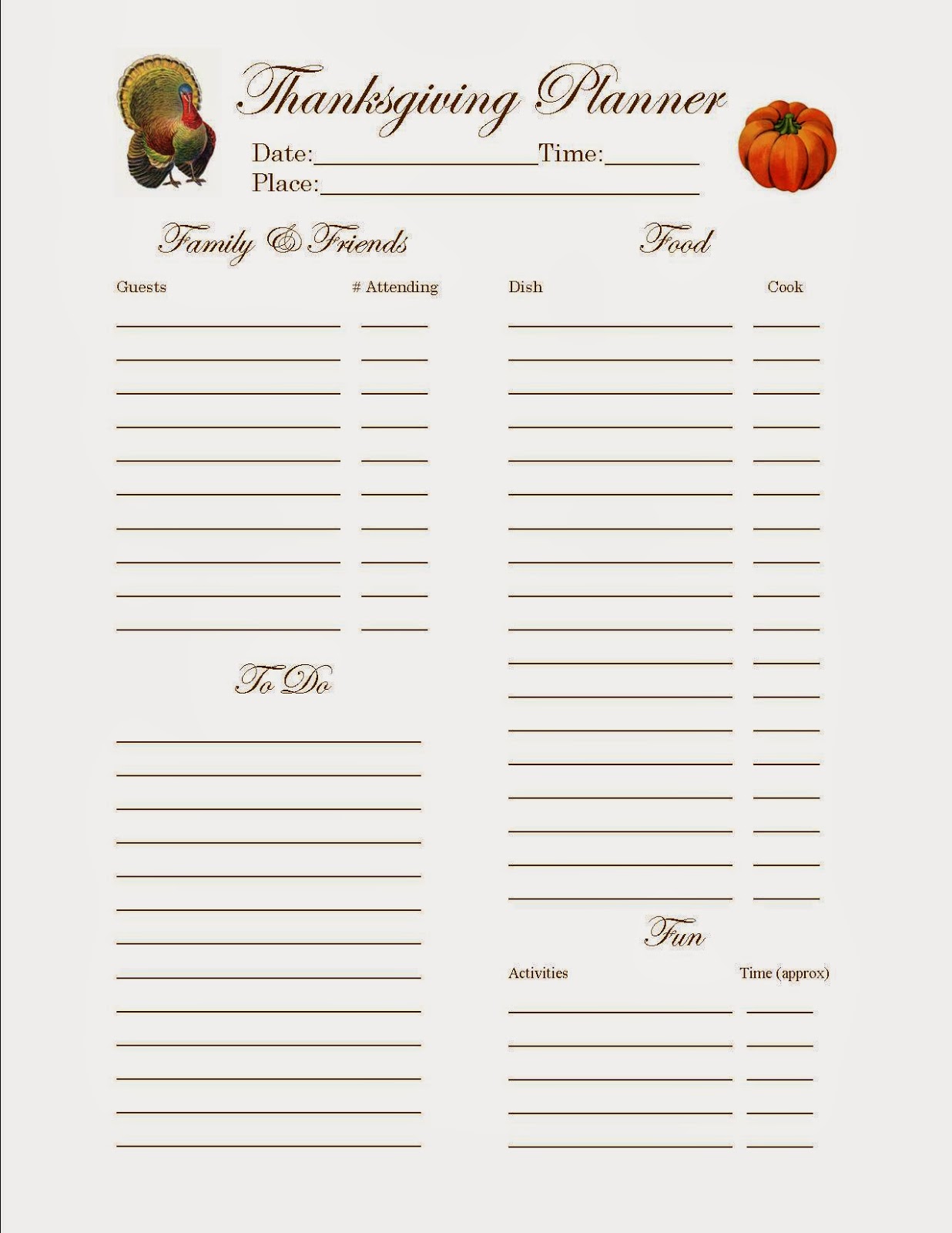 Free Printable Thanksgiving Potluck Sign Up Sheet Template