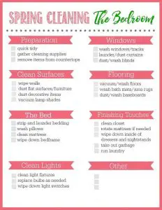Spring Cleaning Bedroom Checklist