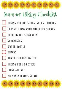 Summer Hiking Checklist