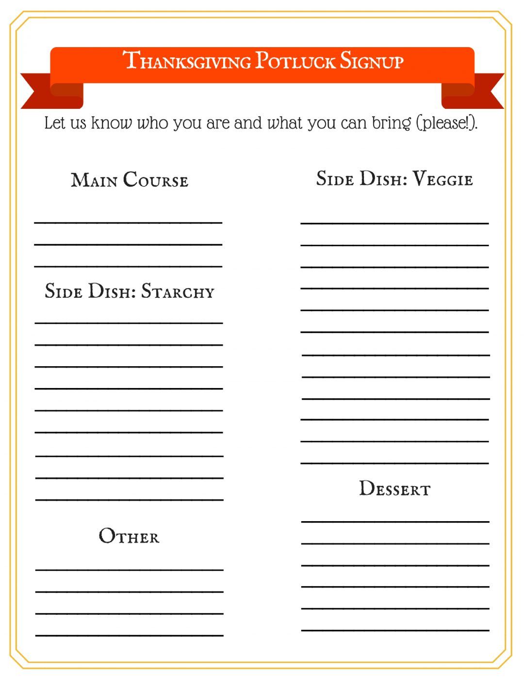 10 Thanksgiving Potluck Sign Up Sheets to keep it Smooth Kitty Baby Love