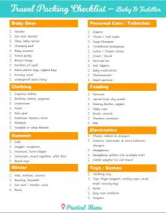 Travel Checklist for Baby and Toddler