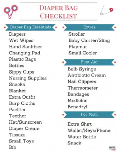Travel Diaper Bag Checklist
