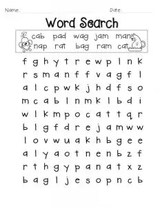 1st Grade Word Search Free