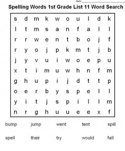 1st Grade Word Search Worksheets