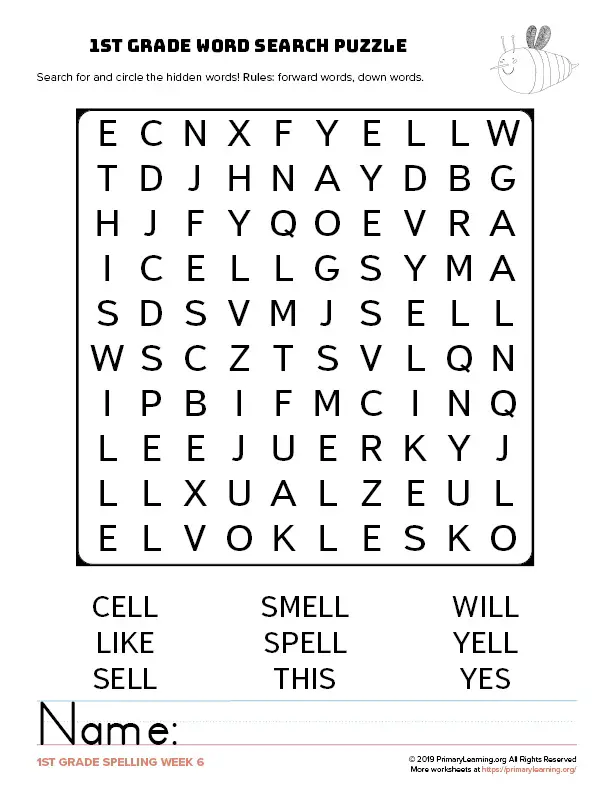 18 pedagogic 1st grade word searches kittybabylovecom