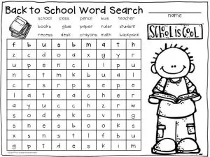 2nd Grade Back to School Word Search