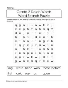 2nd Grade Word Search Puzzles