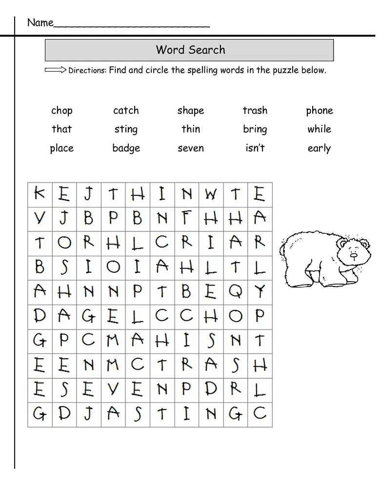 20 Enjoyable 2nd Grade Word Search Sheets Kitty Baby Love