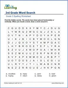 3rd Grade Word Search
