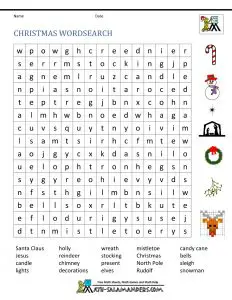 3rd Grade Word Search Christmas