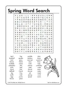 3rd Grade Word Search Spring