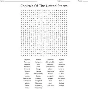 50 States Capitals Word Search