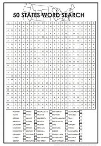 50 States Word Search Puzzle