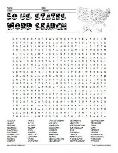50 States Word Search Puzzles to Print