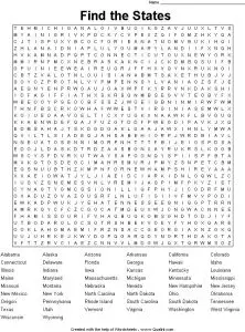 50 States Word Search to Print