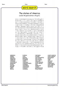 50 States of America Word Search