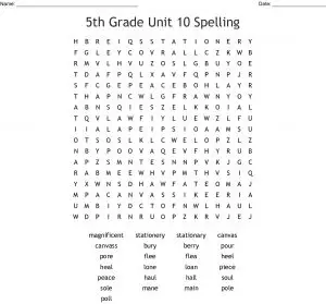 5th Grade Word Search Printable