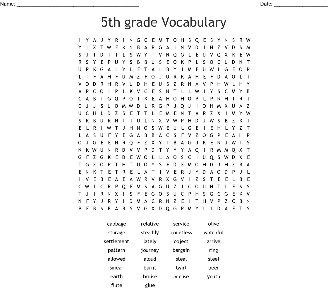 20 Thrilling 5th Grade Word Searches Kitty Baby Love