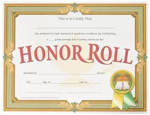 A Honor Roll Certificate