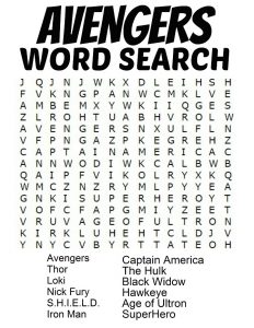 Avengers Word Search Puzzle