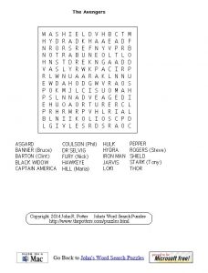Avengers Word Search for Kids
